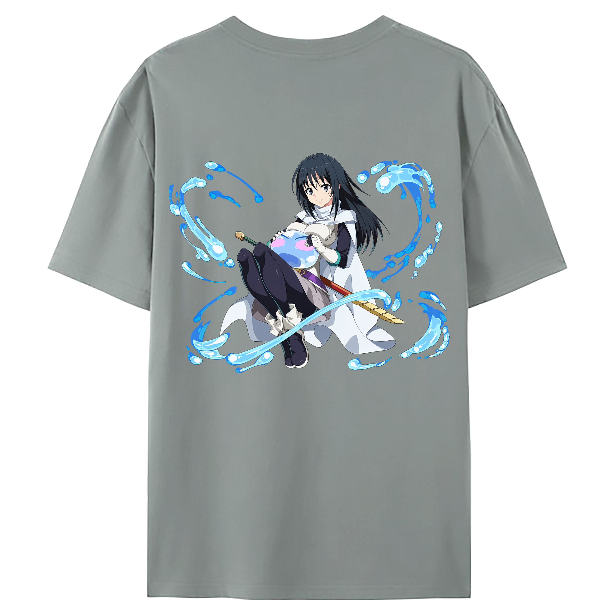 （画像用） 転スラ Regarding Reincarnated to Slime 綿100％ メンズ半袖Tシャツ（バックプリント） 通気性